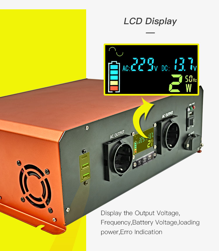 Inverter de alimentación de onda sinusoidal de 3000W con cargador de batería (8)